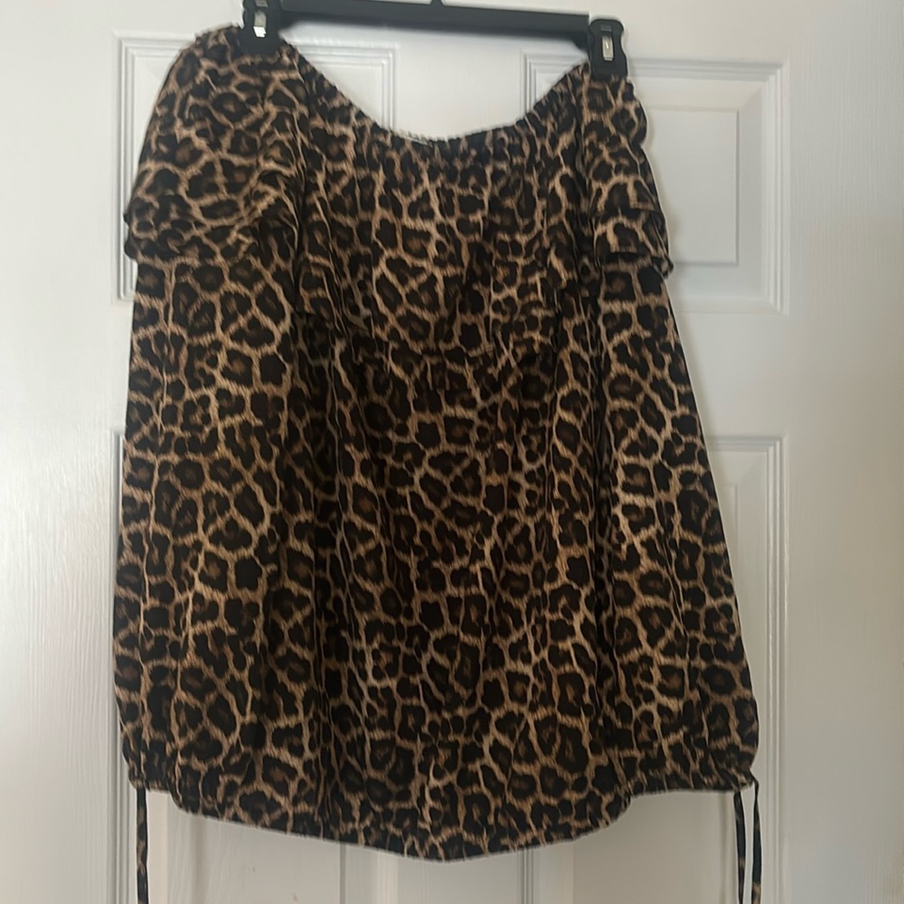 Michael Kors leopard ruffle top